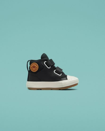 Girls' Converse Chuck Taylor All Star Berkshire Boot Easy-On Leather High Top Shoes Black | AU 4E069Z